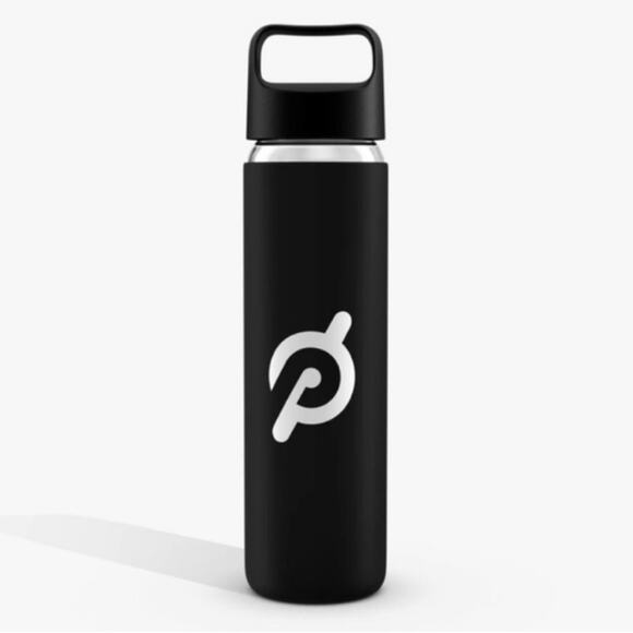 Peloton Glass Water Bottle Non Slip Silicone Rubber Grip Sleeve Black 16oz - Picture 1 of 2